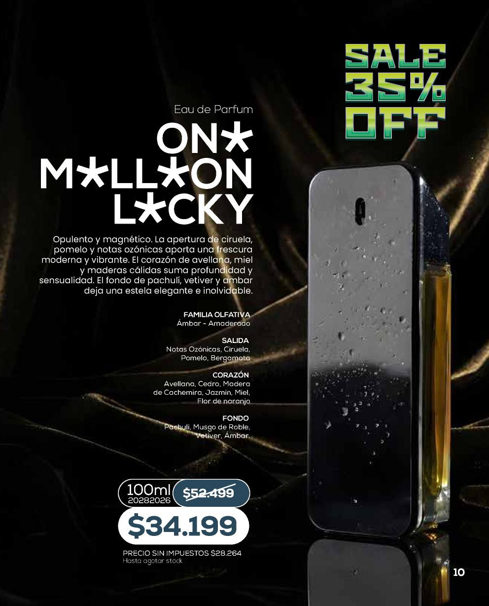 Unlock On* M*ll*on L*cky, envase de 100 ml, de la línea Perfumería de Bagués