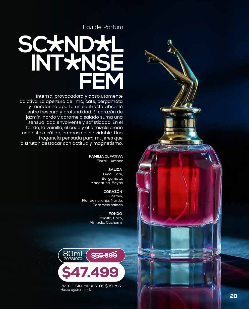 Unlock Sc*nd*l Int*nse Femenino, envase de 80 ml, de la línea Perfumería de Bagués